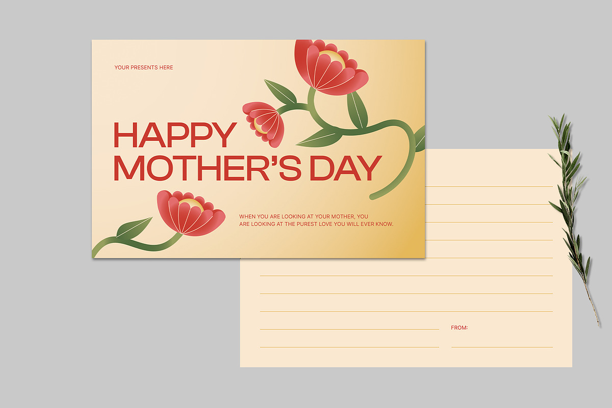 Floral Mothers Day Greeting Card, a Card Template by Neermana (Photo 4 of 4)