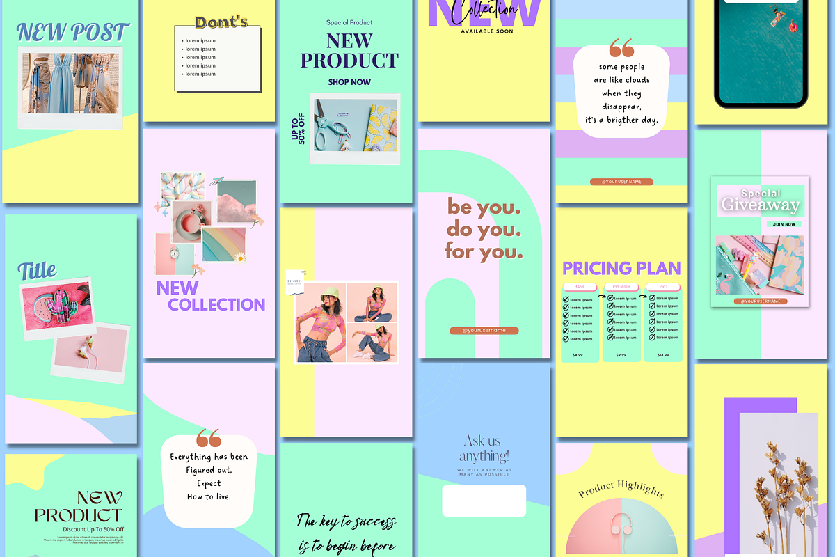 Instagram Template Pastel Theme, a Social Media Template by Daily Creative (Photo 3 of 7)