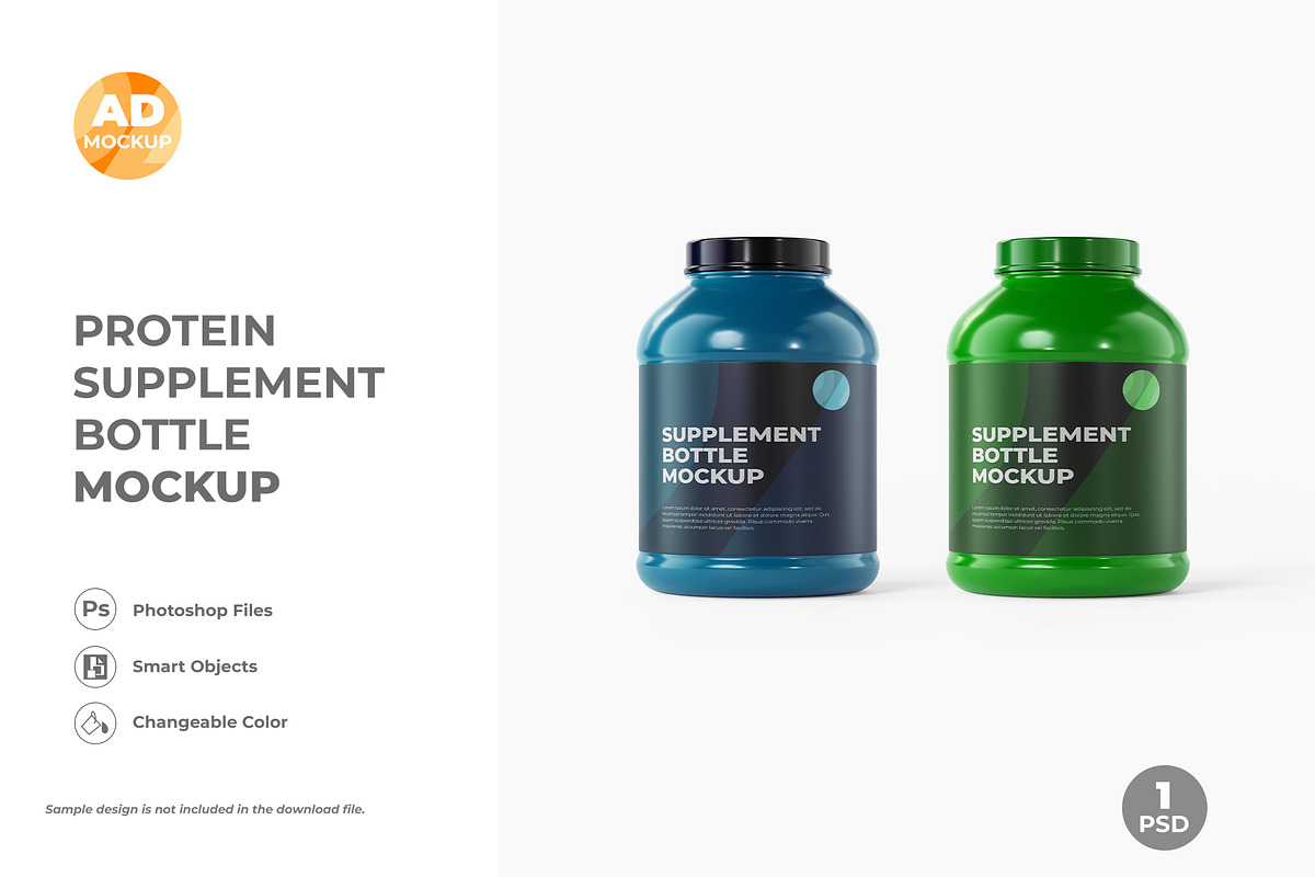 Protein Jar Bottle Mockup (1PSD), a Packaging Mockup by Adstart (Photo 3 of 5)