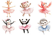 Cute Pink Ballerina Animals Clipart, an Illustration by Watercolor design (Thumbnail 4 of 5)