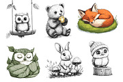 Woodland Cute Baby Animals Clipart, an Illustration by Dream Creation (Thumbnail 4 of 6)