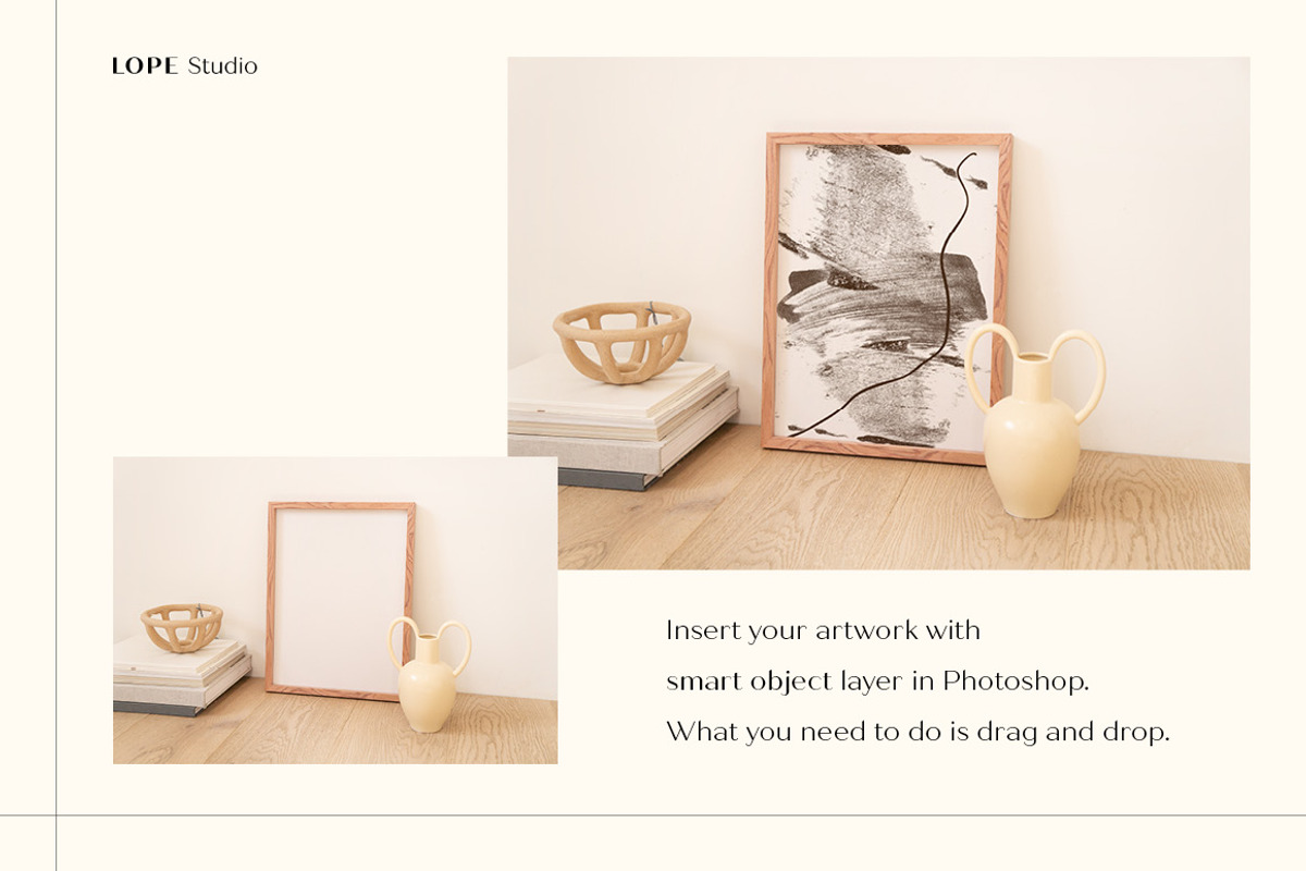 Frame Mockup Minimal Natural, a Print Template by LOPEstudio (Photo 4 of 5)