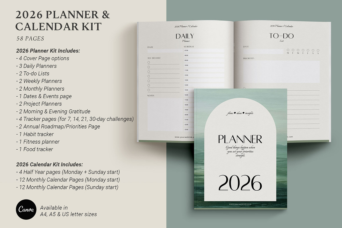 2026 Canva Planner & Calendar kit, a Magazine Template by 3.14&Co (Photo 2 of 10)