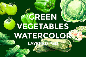 Green Vegetables watercolor big set