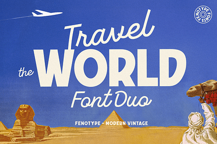 Travel The World -Font Duo, a Script Font by Fenotype