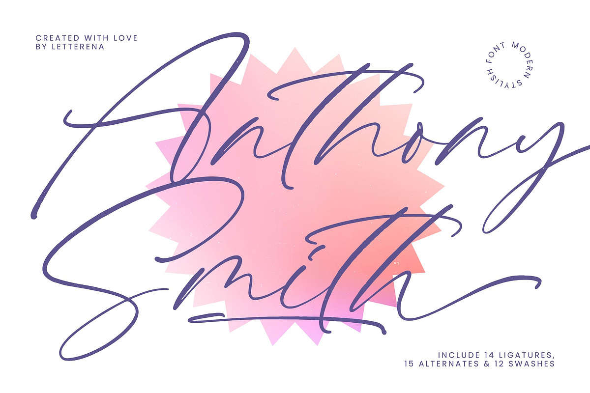 Anthony Smith Modern Stylish Font, a Script Font by Letterena Studios Script (Photo 1 of 15)