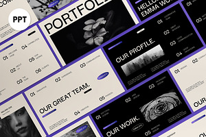 Black Cream Gradient Portfolio PPT, a Presentation Template by graphicook