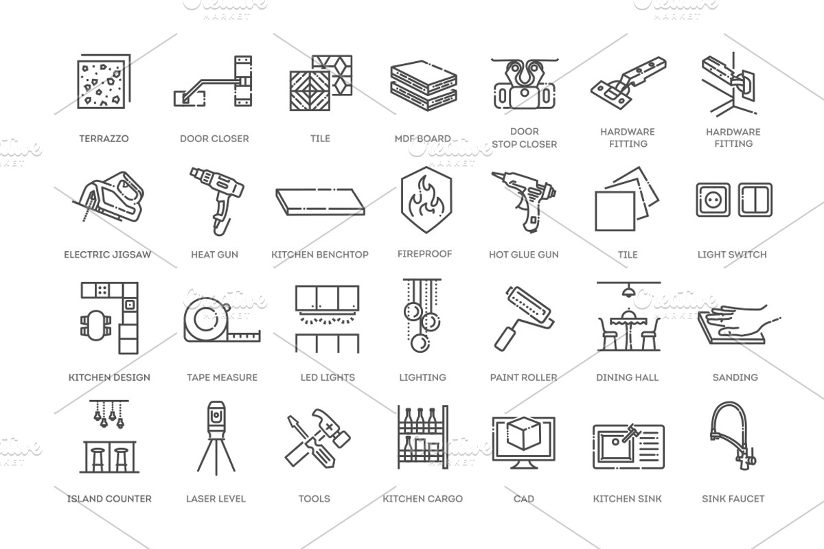 Kitchen Furniture Installation icons, an Object Illustration by Tettygreen (Photo 2 of 3)