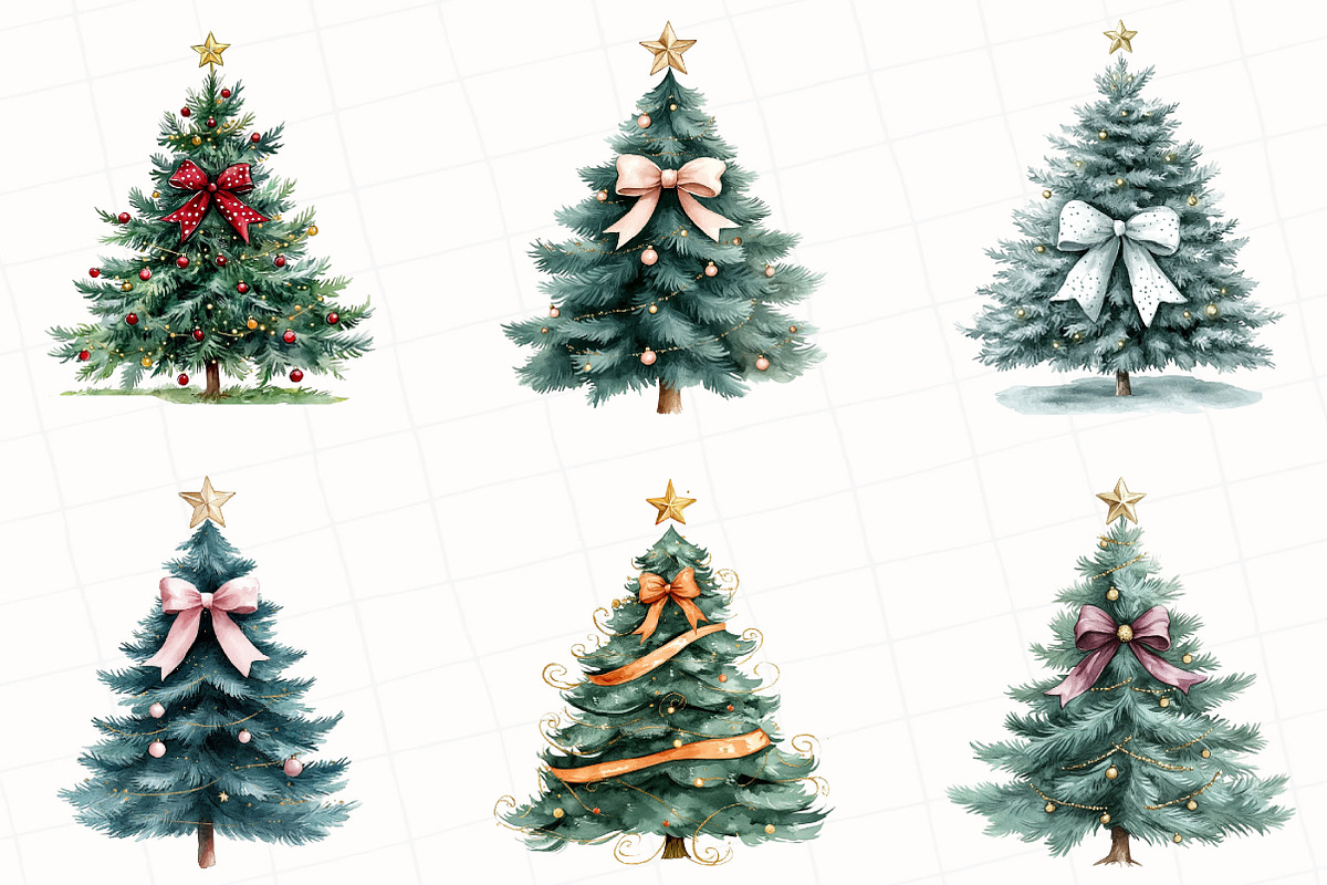 Coquette Christmas Tree Clipart, an Illustration by OK Design (Photo 2 of 5)