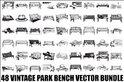 Vintage Park Bench Vector Bundle, an Illustration by jahid234 (Thumbnail 1 of 49)
