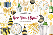 Watercolor New Year Clipart, an Illustration by CreationArt (Thumbnail 1 of 7)