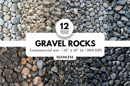 12 Gravel Rocks Digital Papers