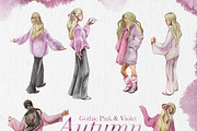 Gothic Pink&Violet Autumn Clipart, a Seasonal Illustration by ArtCreationsDesign (Thumbnail 8 of 13)