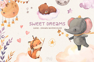 SWEET DREAM Watercolor clipart