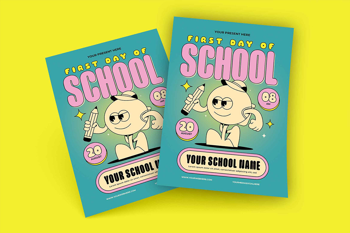 Green Playfull Back to School Flyer, a Flyer Template by megarez (Photo 2 of 3)