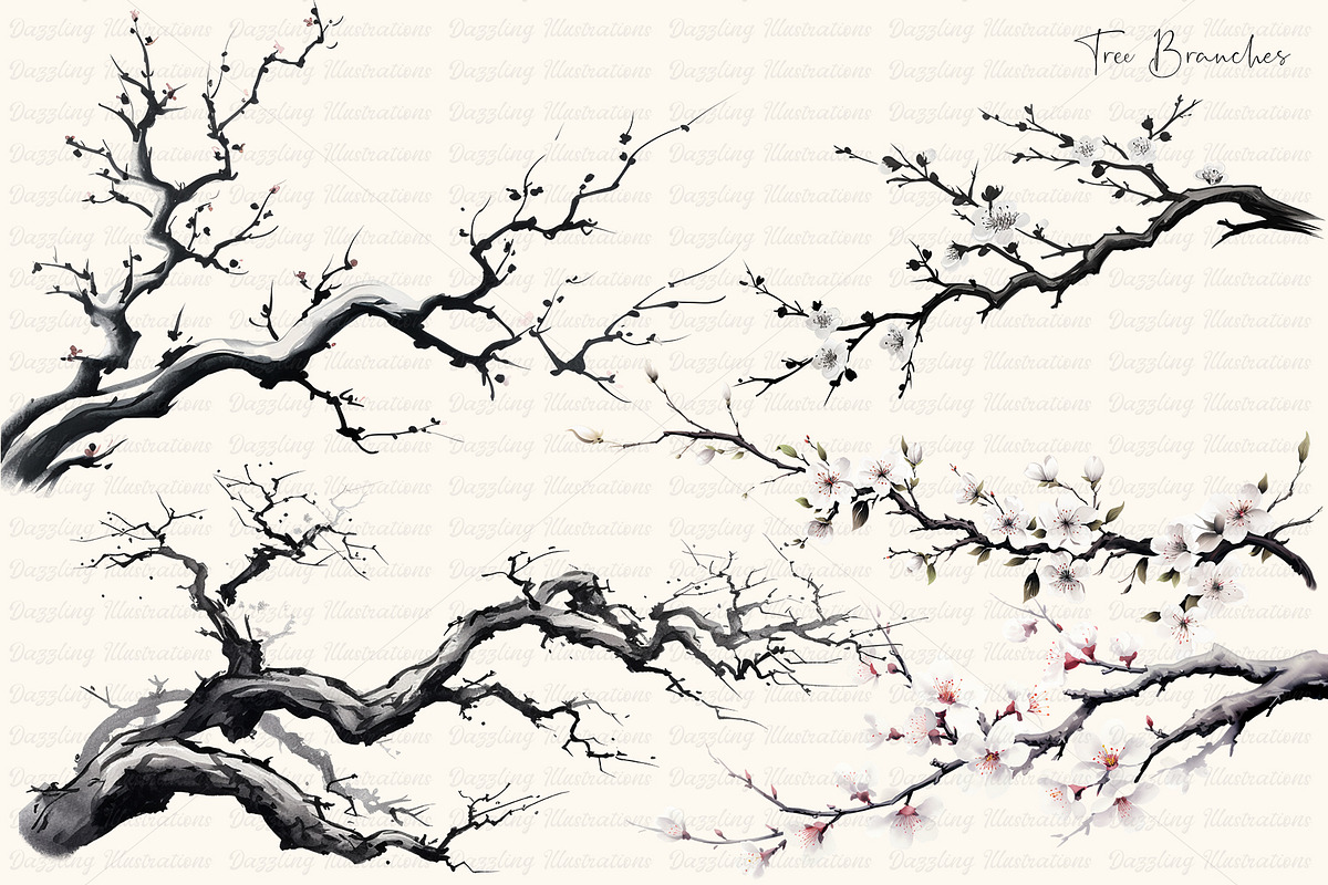 Zen Brushstrokes Sumi-e Clipart Set, an Illustration by Dazzling Art Boutique (Photo 2 of 11)