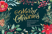 Merry Christmas watercolor set, a Poster Template by Anna's Lettering (Thumbnail 1 of 18)