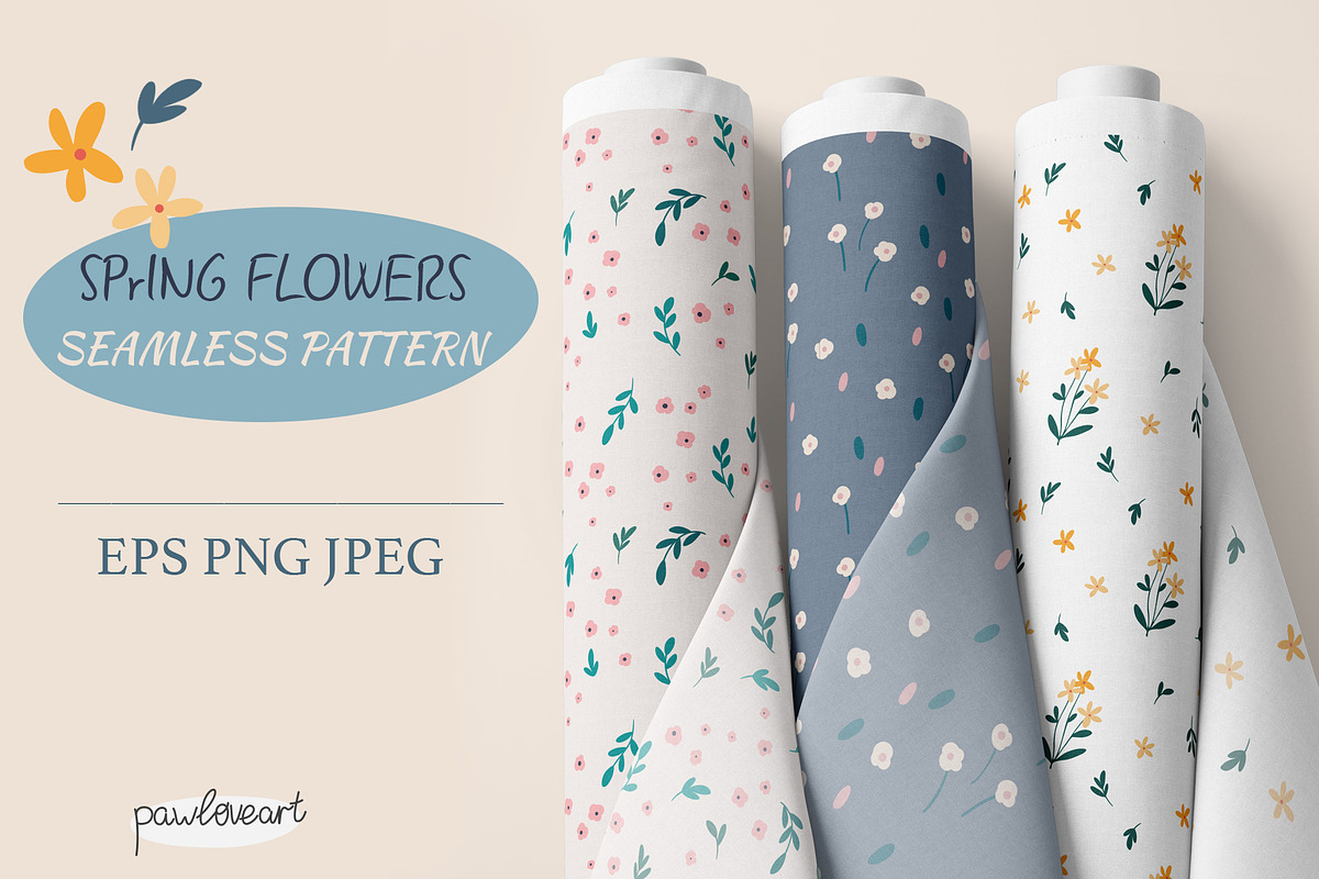 Spring Flowers Collection - Patterns, a Pattern Graphic by PawLoveArt (Photo 1 of 11)