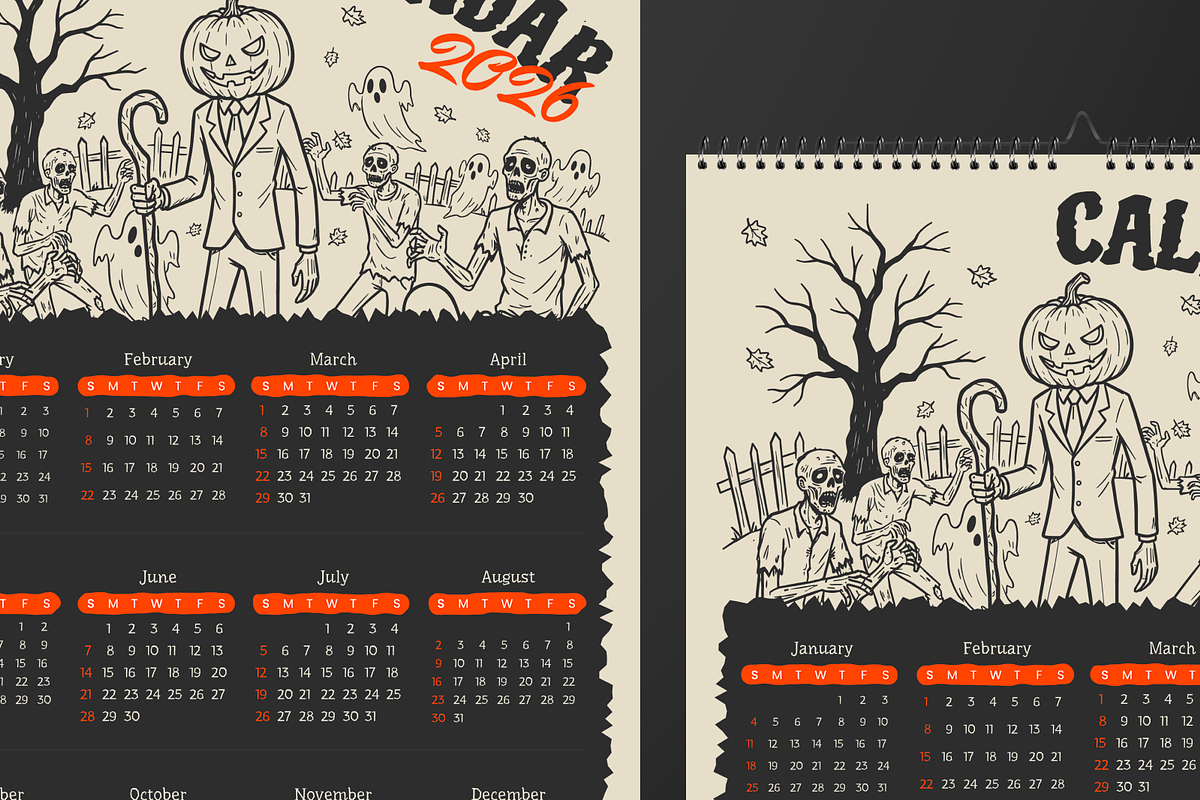 Halloween Horror Wall Calendar 2026, a Print Template by Annora Studio (Photo 6 of 6)