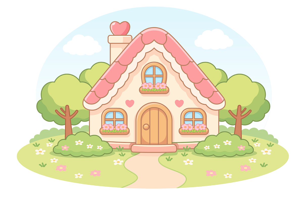 Sweet Cute Fairy House Cartoon, a Decorative Illustration by Artpon Illustration (Photo 1 of 3)