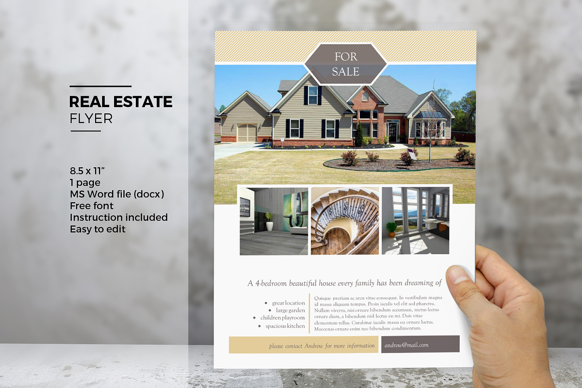 MS Word real estate flyer template, a Flyer Template by Inkpower