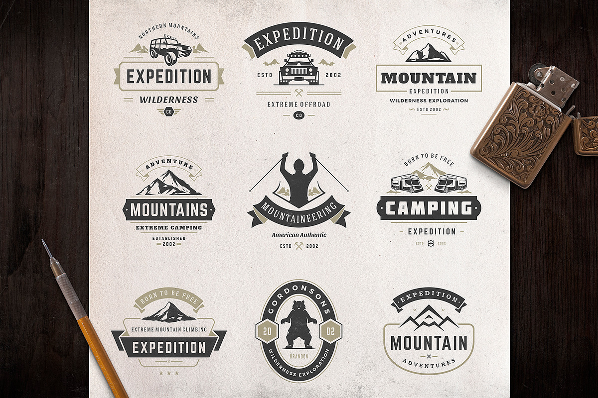280 Outdoor logos and badges, a Branding & Logo Template by Vasya Kobelev (Photo 13 of 83)