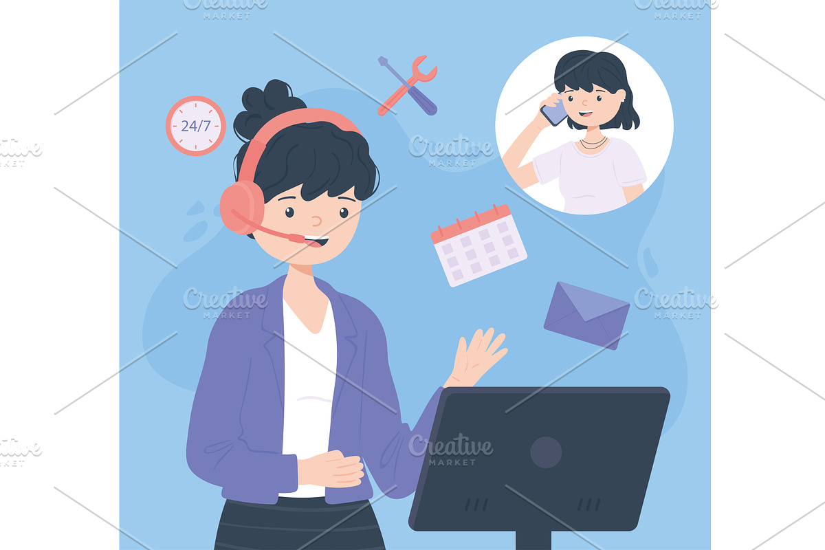 hotline support service, a Person Illustration by studiogstock