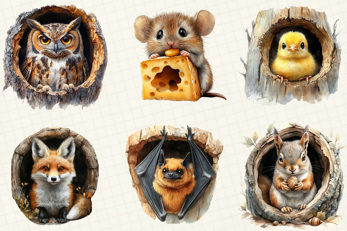 Funny Animals in Hole Clipart, an Illustration by OK Design (Photo 2 of 5)