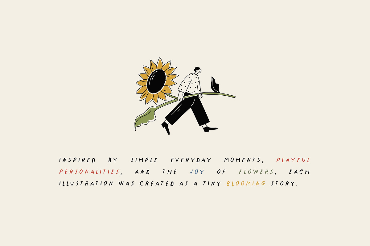 Bloomfolk: 35 Floral Character Pack, a Person Illustration by Veyla (Photo 2 of 13)