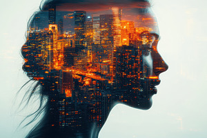 Cityscape Dream: Silhouette of a wom, a Beauty & Fashion Photo by Pixeness Studio