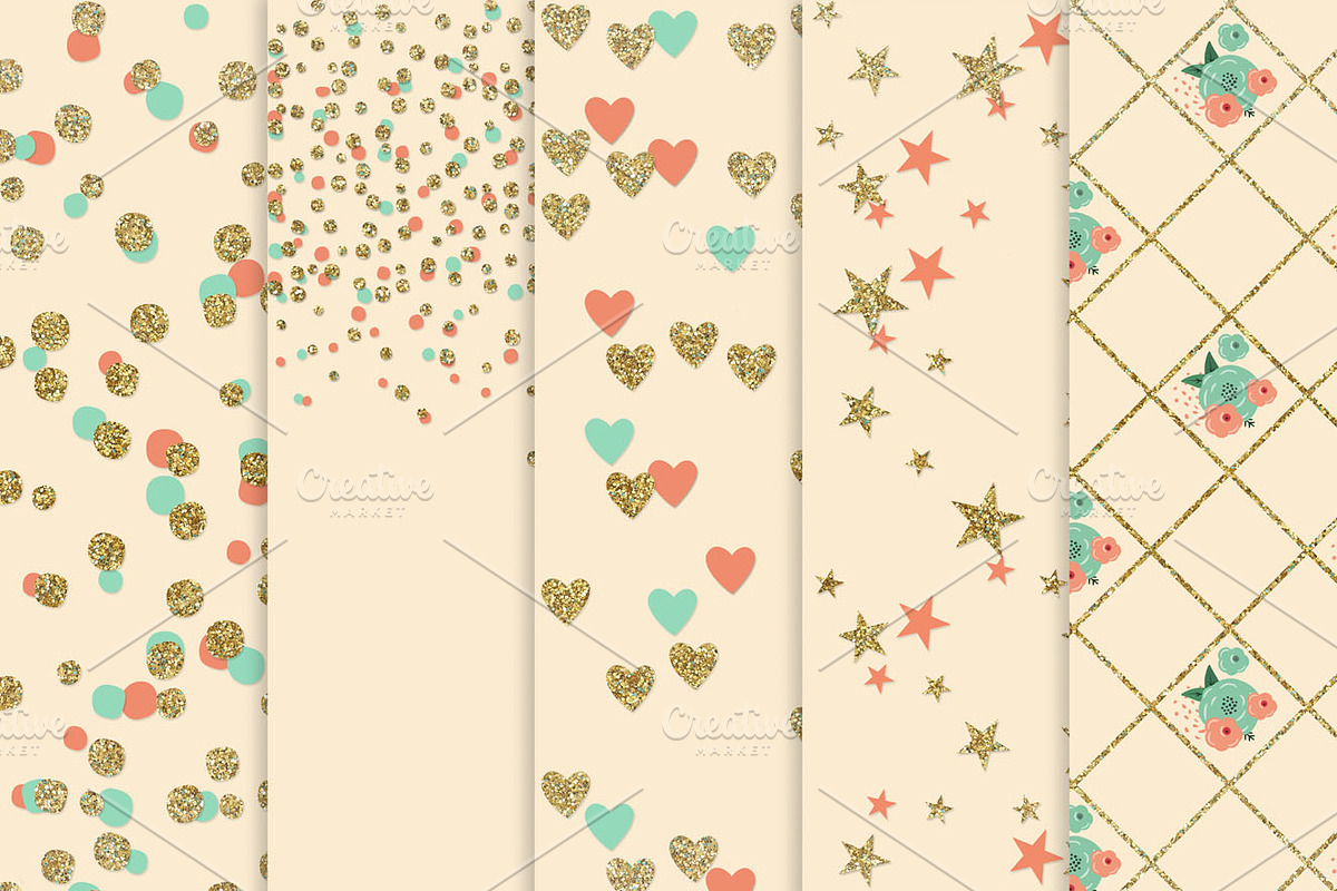 Gold Glitter & Cream Digital Papers, a Texture Graphic by Chus Moreno Studio (Photo 2 of 4)