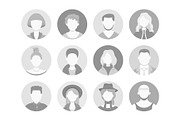 Grayscale avatar profile icons, a Person Illustration by Yayasya (Thumbnail 3 of 3)