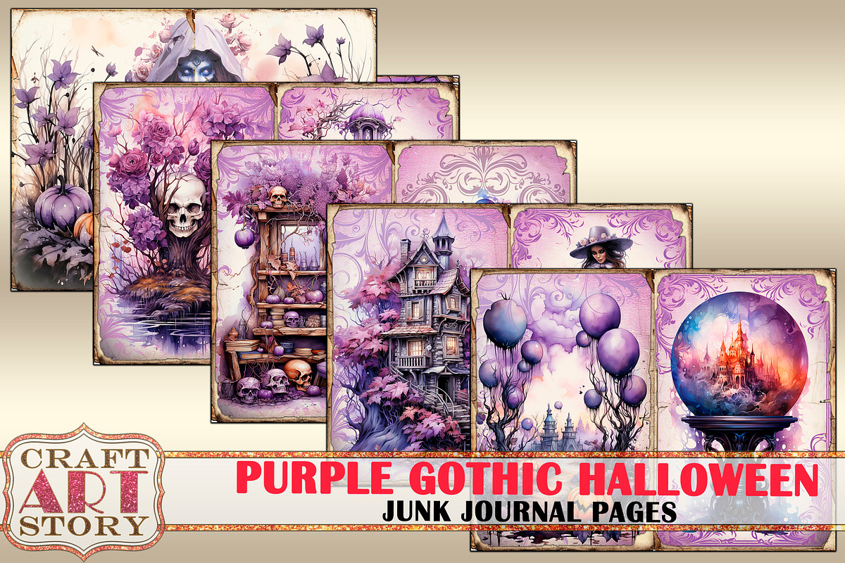Purple Gothic Halloween Junk Journal, a Seasonal Illustration by CraftArtStory (Photo 4 of 5)
