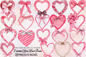Valentine Bow Heart Frame Bundle, an Illustration by SVGArt