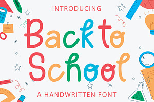Back To School Monoline Font, a Handwritten Font by Densu Creative
