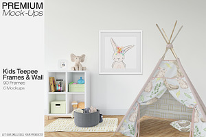 Kids Teepee Tent, Wall & Frames Set