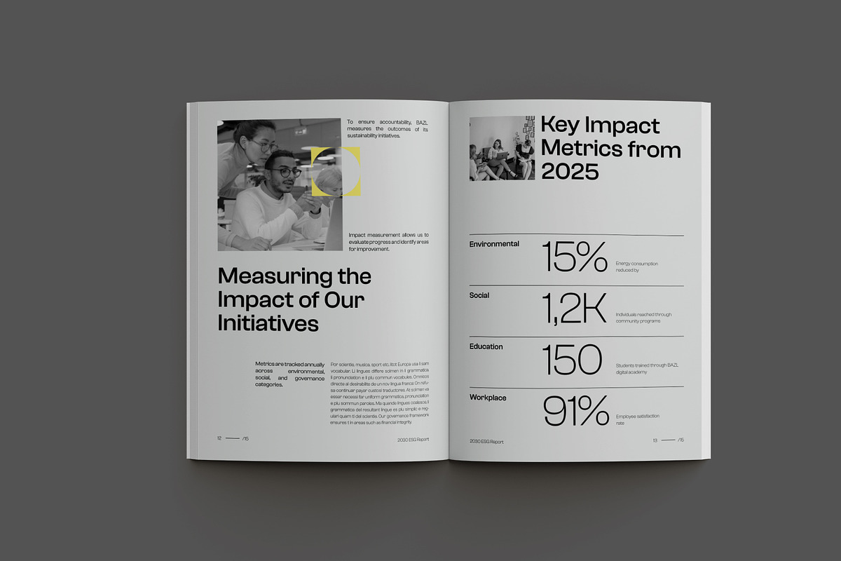 Gray Minimal ESG Impact Report, a Brochure Template by Neermana (Photo 8 of 11)