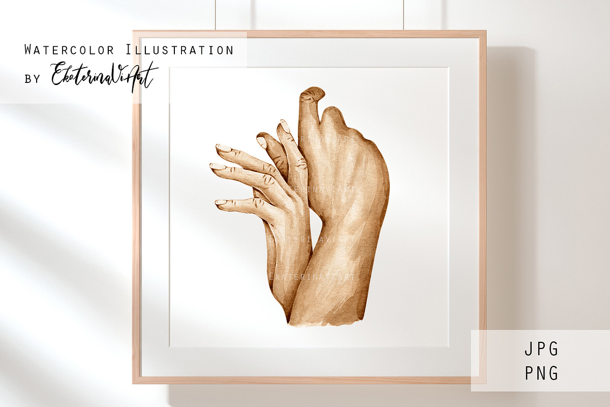 Watercolor Holding Hands Print, an Illustration by EkaterinaViArt (Photo 4 of 5)