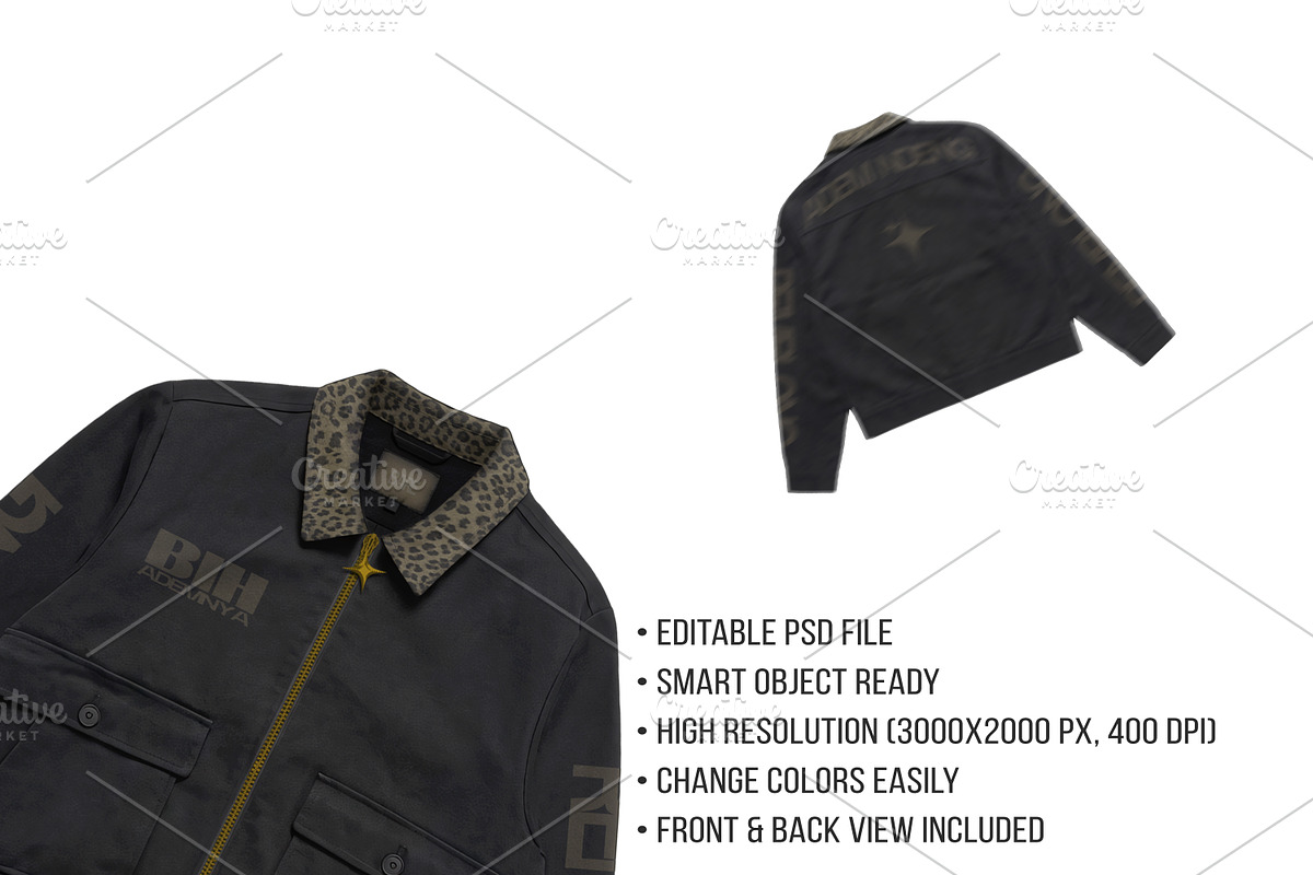 Vintage Utility Jacket Mockup PSD, a Hoody Mockup by std.badboy (Photo 4 of 4)