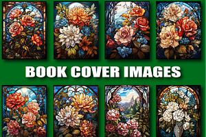 Stained Glasses Flower Coloring Book