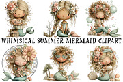 Whimsical Summer Mermaid Clipart, an Illustration by OK Design (Thumbnail 2 of 6)