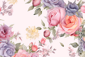 PASTEL ROSES 4. Bundle Of 8 Seamless