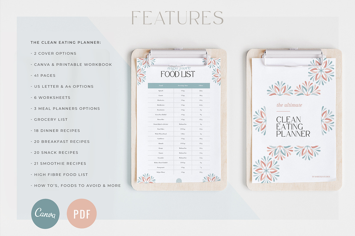 The Clean Eating Planner | Canva PDF, a Magazine Template by Marigold Studios (Photo 2 of 9)