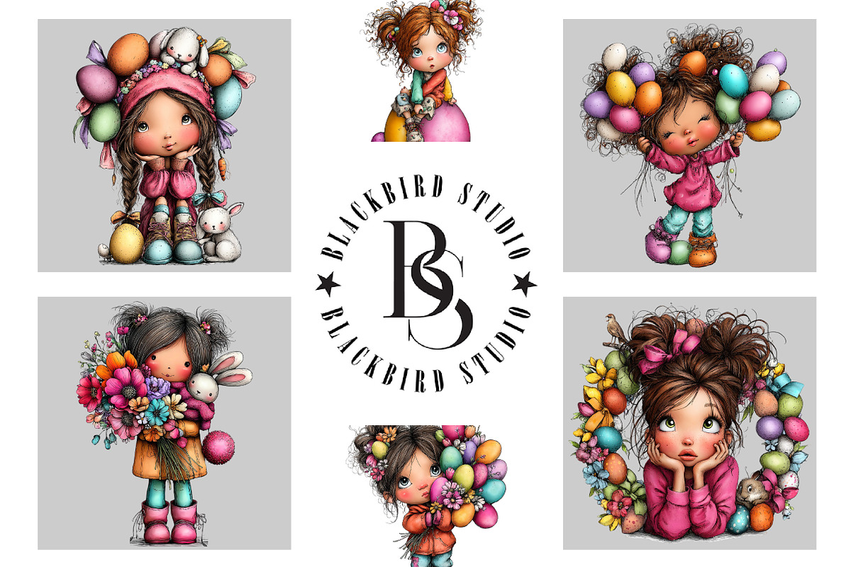 Whimsical Easter Girl Clipart, an Illustration by Black Bird Studio (Photo 5 of 5)