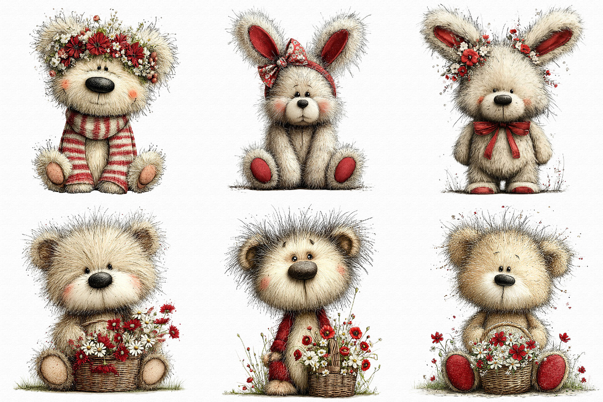 Whimsical Spring Teddy Bear Clipart, an Illustration by Libby Wishes (Photo 6 of 7)