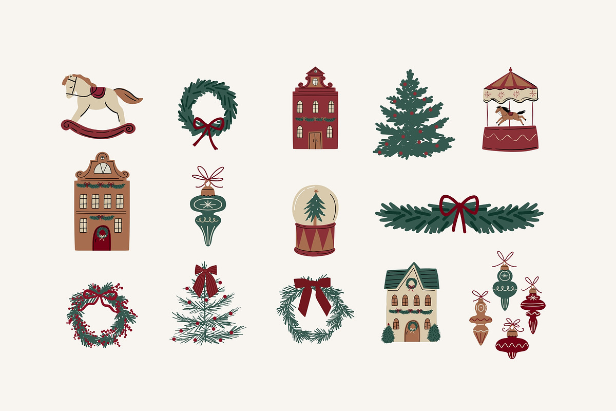 Merry Christmas Clipart, a Decorative Illustration by Barkova Nadya (Photo 3 of 6)