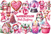 Pink Sweet Cute Christmas Clipart, an Illustration by Dream Creation (Thumbnail 1 of 7)