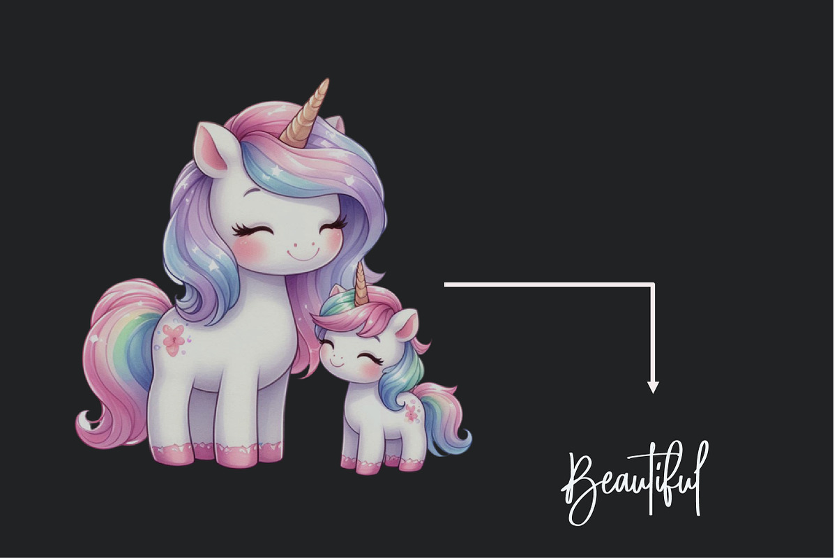 Mom and Baby Unicorn Sublima Clipart, a Seasonal Illustration by Rose Art (Photo 6 of 6)