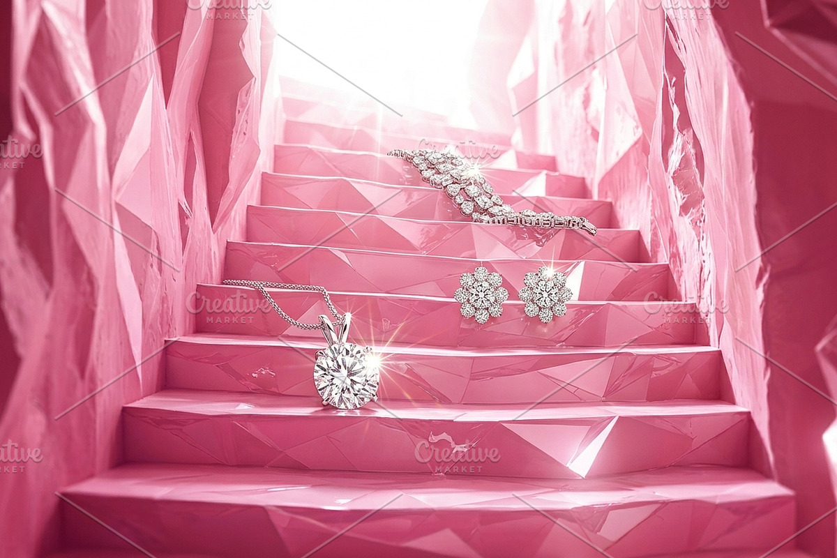 Pink Crystal Cave Stairs Background, a Background Graphic by Aura Canyon HQ (Photo 5 of 7)
