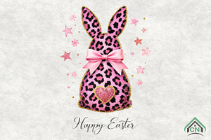 Happy Easter Leopard Print Bunny Png, an Illustration by Craft Nest